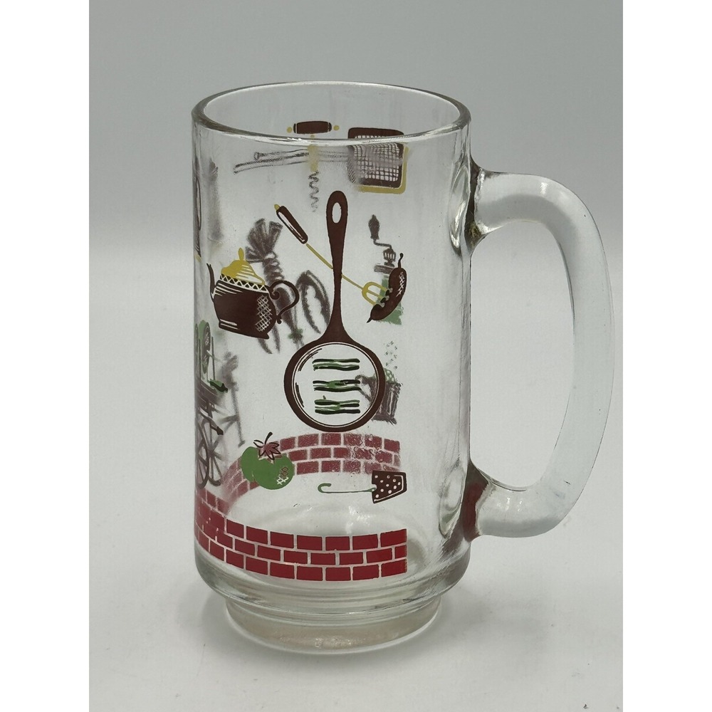 Hazel Atlas 1950's BBQ Theme Mugs Barware Kitschy Retro (1)